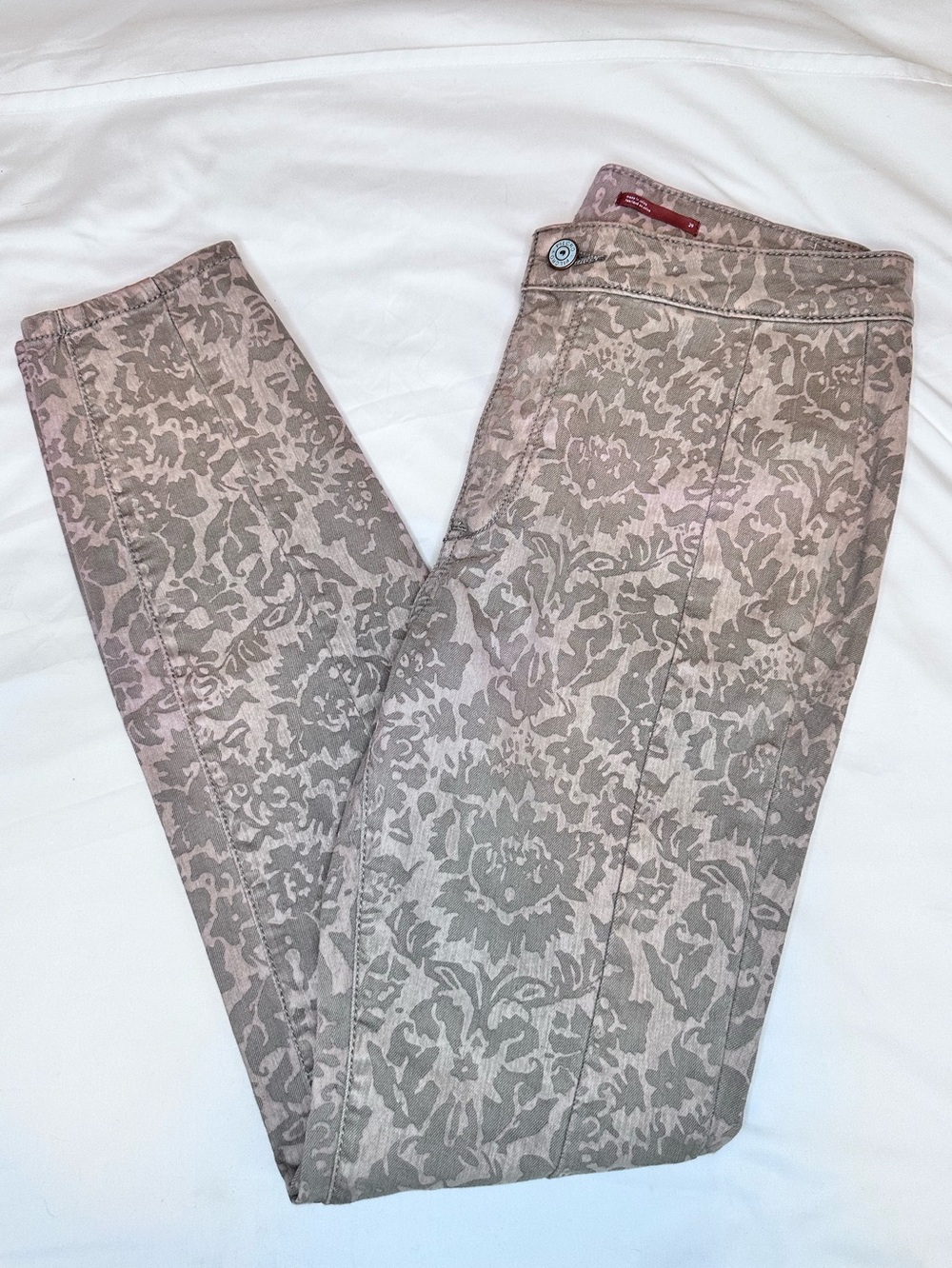Anthropologie Pilcro Flocked High Rise Denim Leggings Floral Print Skinny Jeans